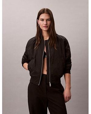 Calvin Klein Jeans Lightly Padded Nylon Bomber Jacket - Brown