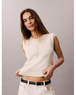 Calvin Klein Textured Monogram Tank Top - Natural