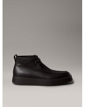 Calvin Klein Leather Hybrid Cupsole Chukka Boots - Black