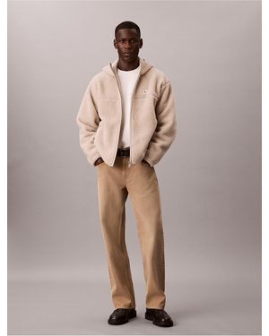 Calvin Klein Calvin Klein Sherpa Full Zip Hooded Jacket - Natural