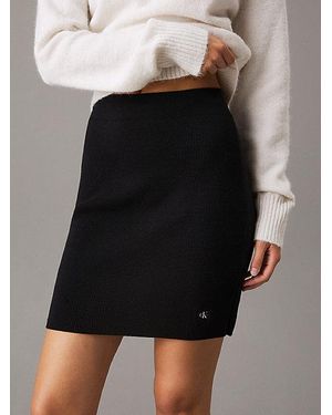 Calvin Klein Schmaler Minirock Aus Gerippter Baumwolle - Schwarz