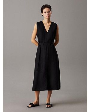 Calvin Klein Linnen Lyocell Jurk - Zwart