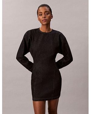 Calvin Klein Jeans Long Sleeve Denim Mini Dress - Black
