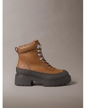 Calvin Klein Ck Bold Leather Hiking Boots - Brown