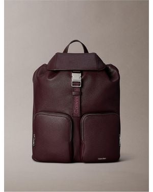 Calvin Klein Logo Strap Flap Backpack - Purple
