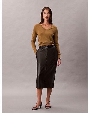 Calvin Klein Imitatieleren Midirok - Zwart