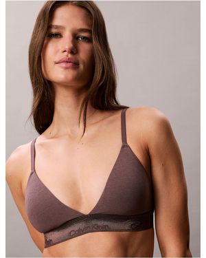 Calvin Klein Icon Cotton Modal Metallic Lightly Lined Triangle Bralette - Brown