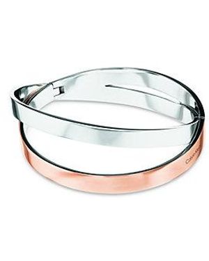 Calvin Klein Two Tone Elliptical Bangle Bracelet - Metallic