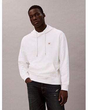 Calvin Klein Badge-Hoodie Aus Baumwoll-Frottee - Weiß