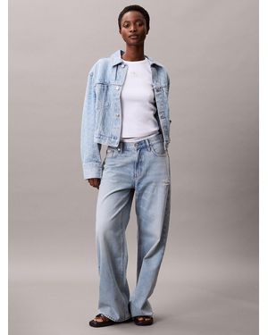 Calvin Klein Veste Courte En Jean Avec Logo Monogramme - Bleu