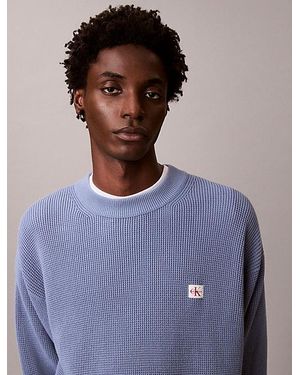 Calvin Klein Jeans Cotton Waffle Knit Jumper - Purple
