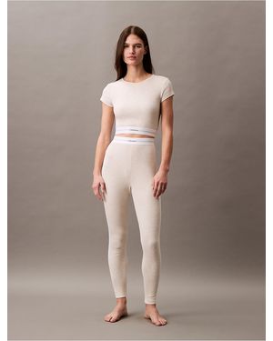 Calvin Klein Cotton Stretch Rib Leggings - Brown