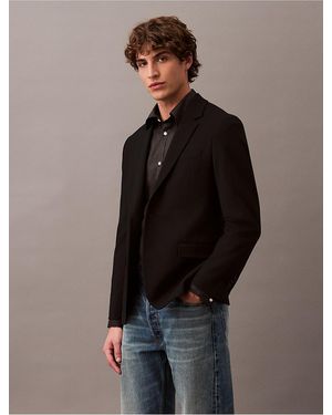 Calvin Klein Slim Wool Gabardine Blazer - Black