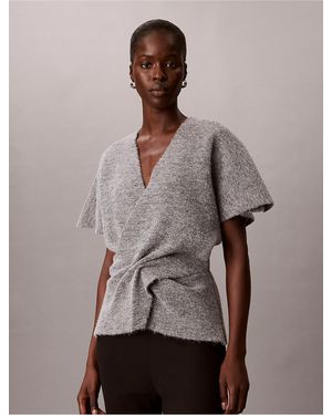 Calvin Klein Twist Front V-Neck Sweater - Brown