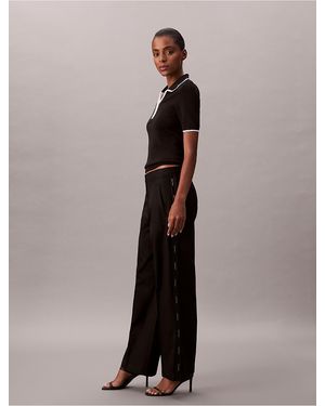 Calvin Klein Cotton Twill Logo Tape Pants - Black