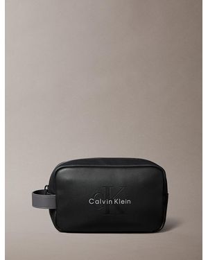 Calvin Klein Embossed Monologo Wash Bag - Grey
