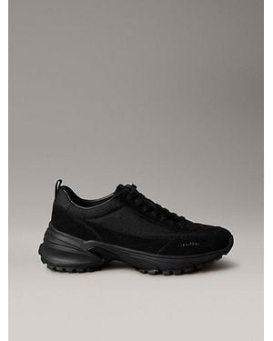 Calvin Klein Zapatillas de ante y nailon con logo emblemático - Negro