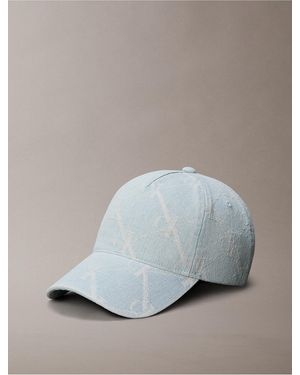 Calvin Klein Allover Monogram Denim Cap - Metallic