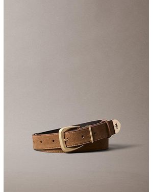 Calvin Klein Cinturón de piel de ante con herrajes cónicos - Marrón