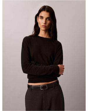 Calvin Klein Merino Wool Blend Crewneck Sweater - Black