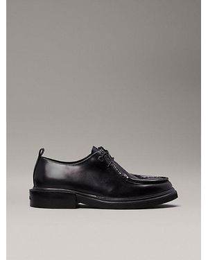 Calvin Klein Schnürschuhe Aus Leder Mit Materialschürze Im Zehenbereich - Grau