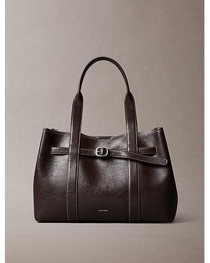 Calvin Klein Buckle Laptop Tote Bag - Grey