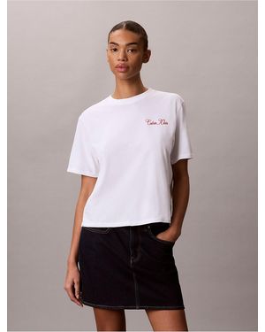 Calvin Klein Calvin Klein Cursive Calvin Klein Graphic Boxy Tee - White