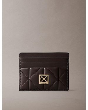 Calvin Klein Quilted Rfid Emblem Logo Cardholder - Brown