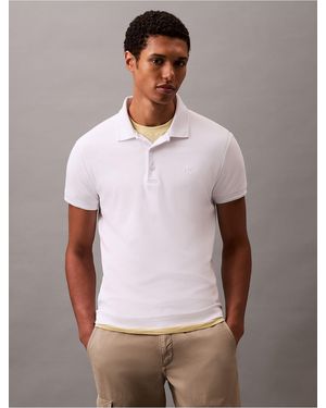 Calvin Klein Calvin Klein Embossed Tipped Polo Shirt - White
