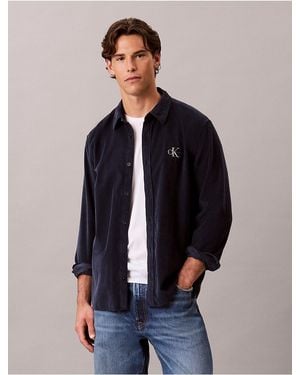 Calvin Klein Calvin Klein Corduroy Monologo Easy Shirt - Blue