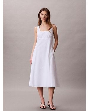Calvin Klein Jeans Cotton Poplin Midi Dress - Purple