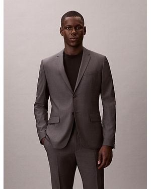 Calvin Klein Slim Wool Textured Blazer - Brown