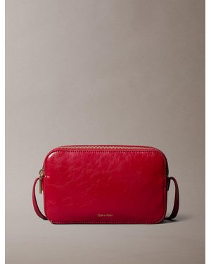 Calvin Klein Glossy Foil Logo Crossbody Camera Bag - Red