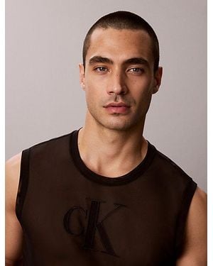Calvin Klein Doorzichtige Mesh Tanktop - Zwart