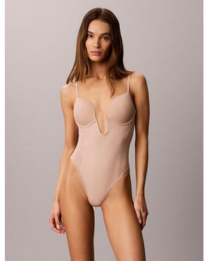 Calvin Klein Shapewear Plunge Bodysuit - Natural