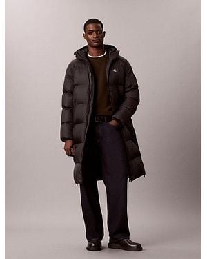 Calvin Klein Jeans Long Hooded Puffer Coat - Black