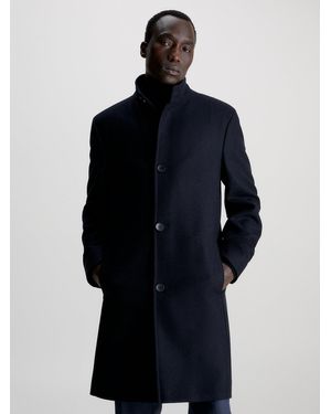 Calvin Klein Wool Funnel Neck Coat - Blue
