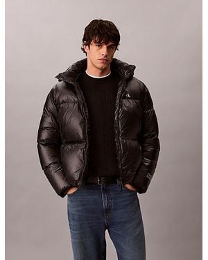 Calvin Klein Jeans Shiny Nylon Down Puffer Jacket - Black