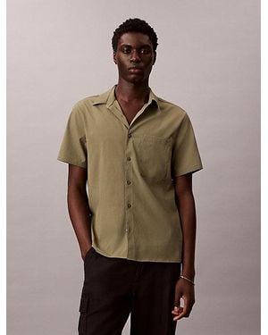 Calvin Klein Seersucker Short Sleeve Shirt - Green