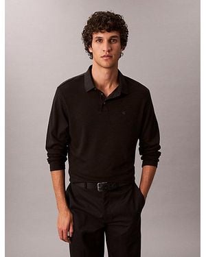 Calvin Klein Langärmliges Poloshirt - Schwarz