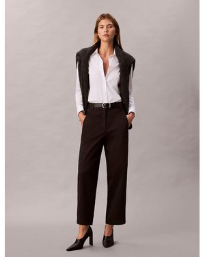 Calvin Klein Cotton Stretch Twill Barrel Trousers - Brown