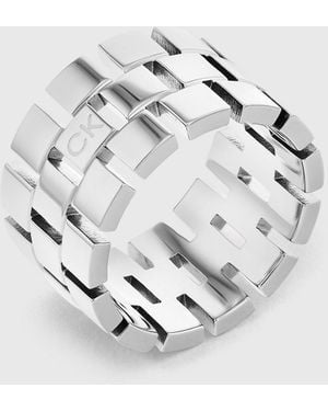 Calvin Klein Stainless Steel Link Ring - White