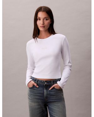Calvin Klein Monologo Long Sleeve Baby Tee - White