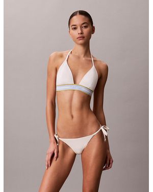 Calvin Klein Halter Triangle Bikini Top - Natural