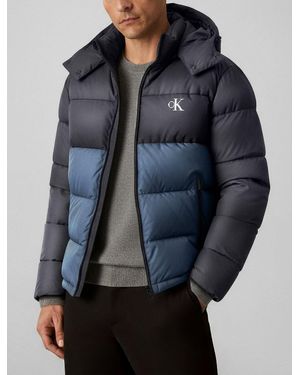 Calvin Klein Colour Block Nylon Puffer Jacket - Grey