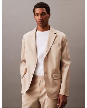 Calvin Klein Linen Blend Blazer - Brown
