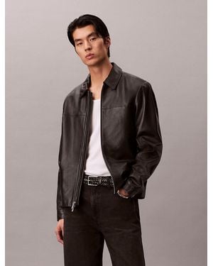 Calvin Klein Nappa Leather Jacket - Grey