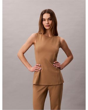 Calvin Klein Ponte Sleeveless Top - Brown