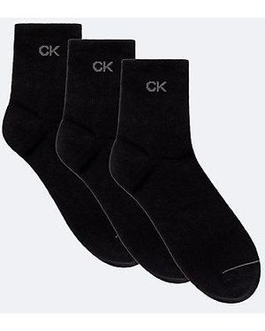 Calvin Klein 3Er-Pack Halbhohe Crew-Socken Aus Weich Gekämmter Baumwolle - Schwarz