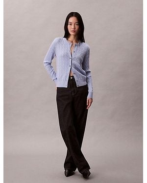 Calvin Klein Cárdigan trenzado de mezcla de lana merina - Azul